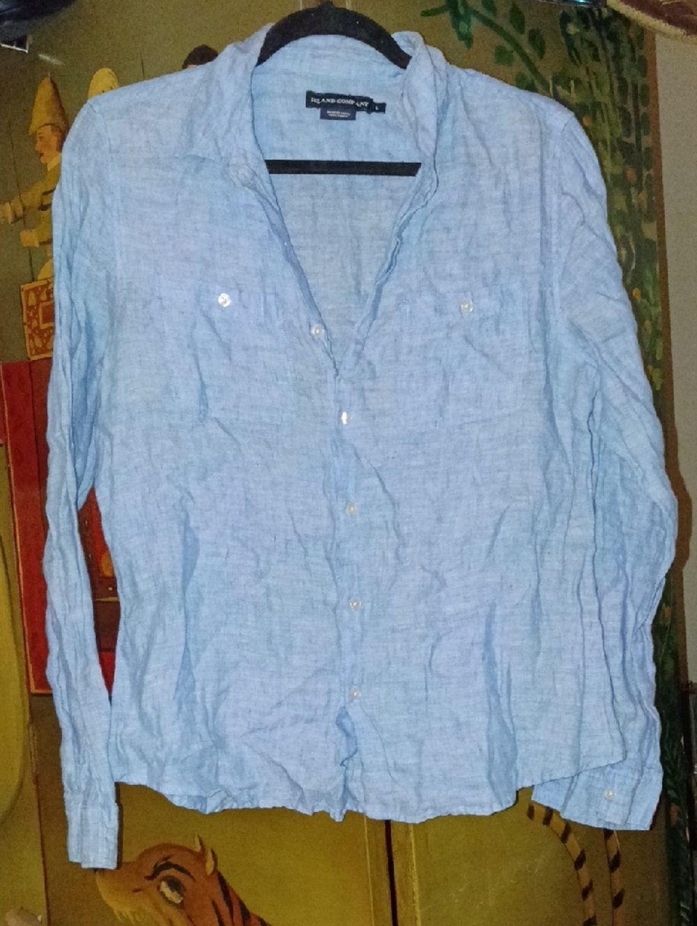 Island Company Sky Blue Linen Shirt - Collared Button-Up S-M